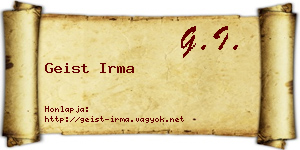 Geist Irma névjegykártya